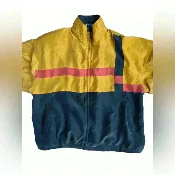 Vintage 80s 90s Zone Five 100% Silk Retro Jacket Women’s Full Zip Windbreaker L - Picture 3 of 11